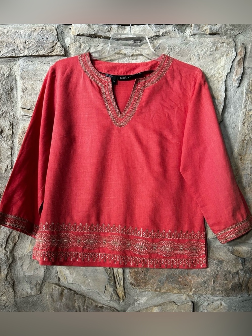 Rori Ann Linen Cotton Coral Top